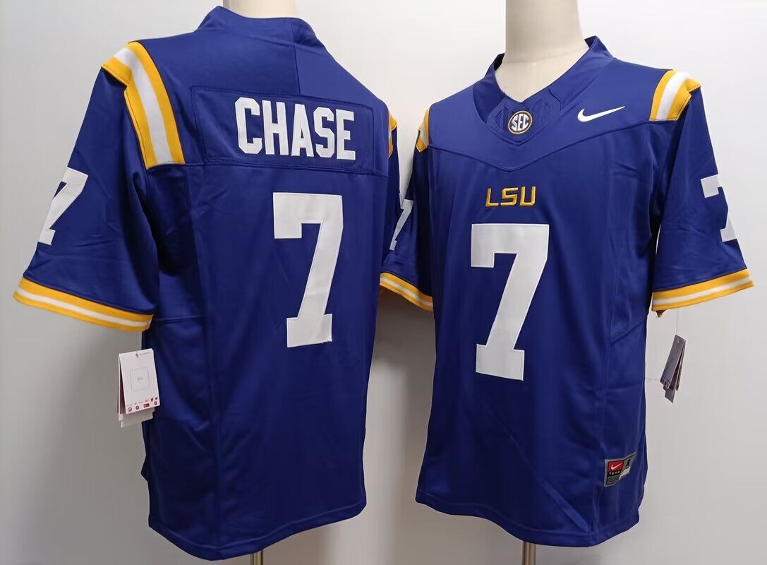 2024 NCAA Men LSU Tigers #7 Chase blue Nike jerseys->ncaa teams->NCAA Jersey
